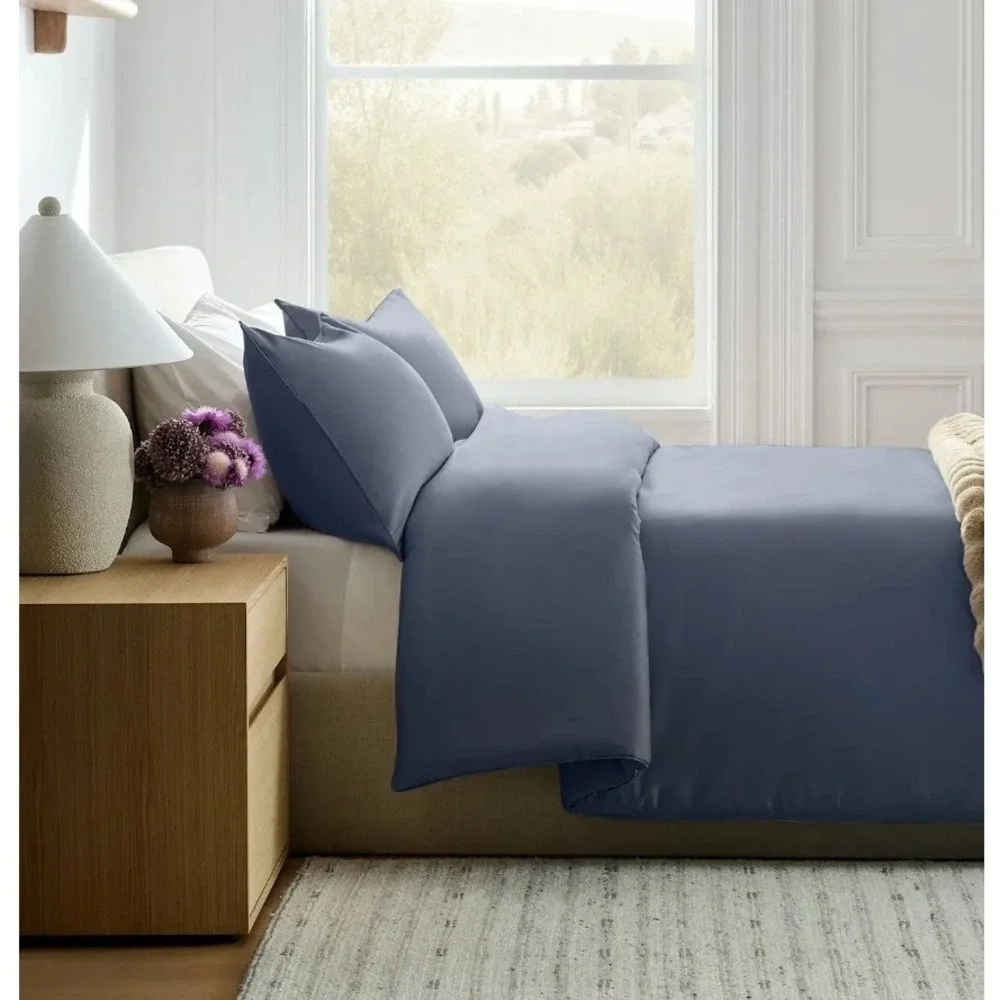 Quince Organic Cotton Comforter ONLY Full Queen Blue Recycled Fill OEKO-TEX